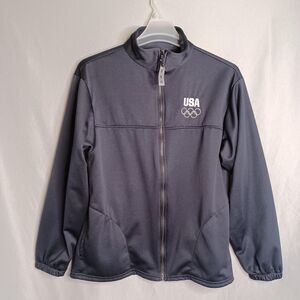 United States Olympic Committee Jacket Mens Large Black Full Zip Made In USA